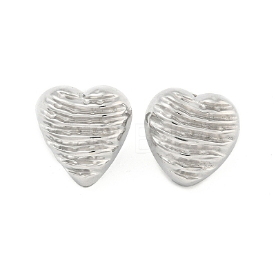 Non-Tarnish Heart 304 Stainless Steel Ear Studs EJEW-L290-011P-1