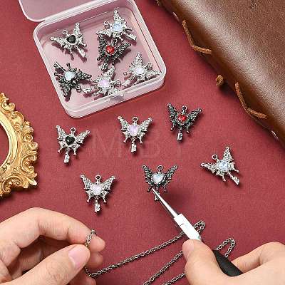 12Pcs 6 Colors Alloy Micro Pave Cubic Zirconia Pendants FIND-CJ0005-86-1