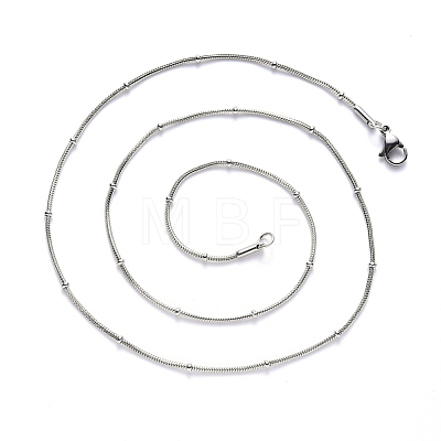 304 Stainless Steel Round Snake Chain Necklace NJEW-S420-009B-P-1