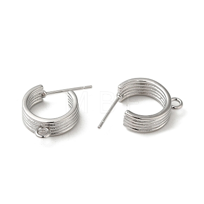 Brass Ring Stud Earring Finding KK-C042-09P-1