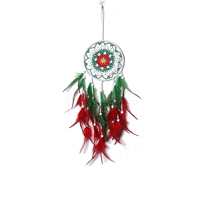 Christmas Woven Net/Web with Feather Pendant Decorations PW-WG6AD0C-01-1