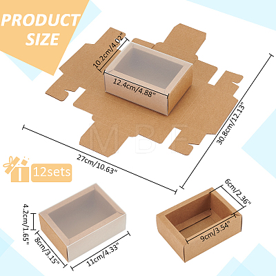 Foldable Paper Drawer Boxes with Clear Plastic Cover CON-WH0095-68B-05-1