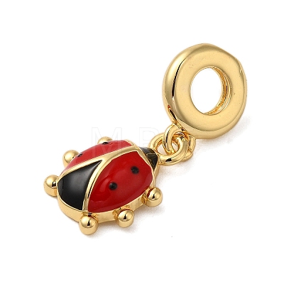 Rack Plating Brass FireBrick Enamel European Dangle Charms KK-P279-39G-1