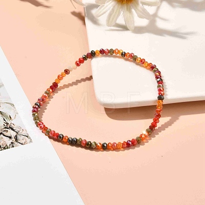 Faceted Round Glass Beads Stretch Bracelet for Teen Girl Women BJEW-JB07072-03-1