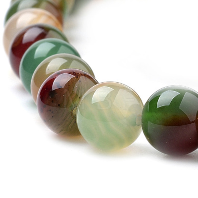 Natural Peacock Green Agate Beads Strands G-S259-16-8mm-1