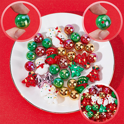 Christmas Theme Acrylic Beads Set OACR-SP0001-20A-1
