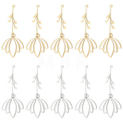 Unicraftale 12Pcs 2 Colors Ion Plating(IP) 201 Stainless Steel Big Pendants STAS-UN0056-60-1