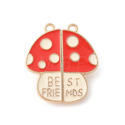 Alloy Red Enamel Split Pendants PALLOY-V006-02G-1