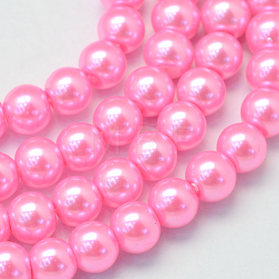 Baking Painted Pearlized Glass Pearl Round Bead Strands HY-Q003-10mm-68-1