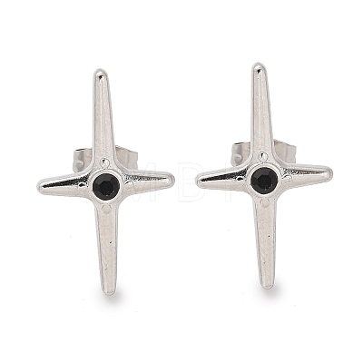 Cross 304 Stainless Steel Stud Earrings EJEW-F361-07P-1