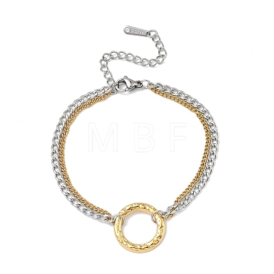 Two Tone 304 Stainless Steel Curb Chain Double Layers Bracelets BJEW-P396-01B-A-1