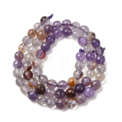Natural Purple Phantom Quartz Purple Lodolite Quartz Round Beads Strands G-Z127-B01-6mm-1