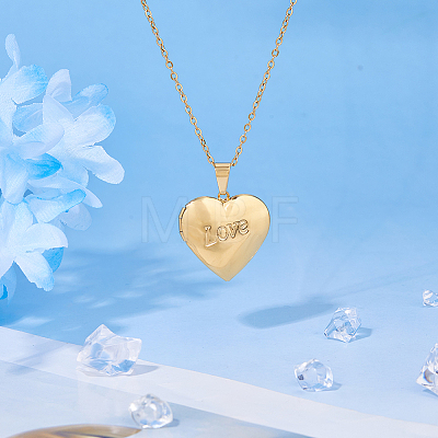 304 Stainless Steel Heart Locket Pendant Necklaces for Photo NJEW-WH0020-97E-1