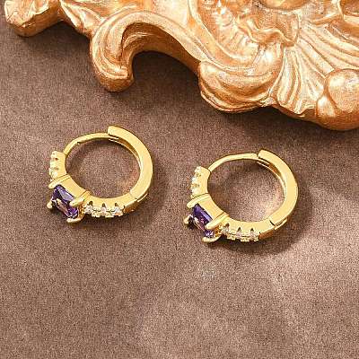 Brass Micro Pave Cubic Zirconia Hoop Earrings KK-Z166-12G-01-1