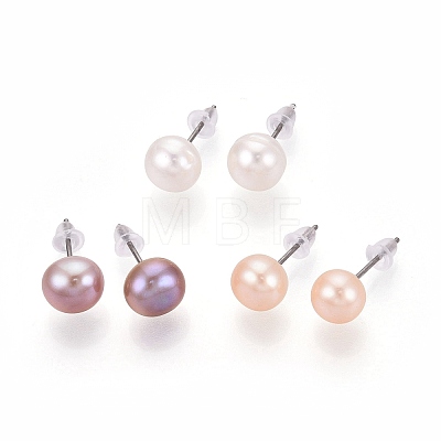 Natural Pearl Stud Earrings PEAR-N020-11A-01-1