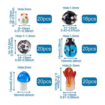 116Pcs Handmade Lampwork Beads LAMP-CD0001-10-1