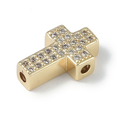 Rack Plating Brass Micro Pave Clear Cubic Zirconia Beads KK-A220-23B-G-1