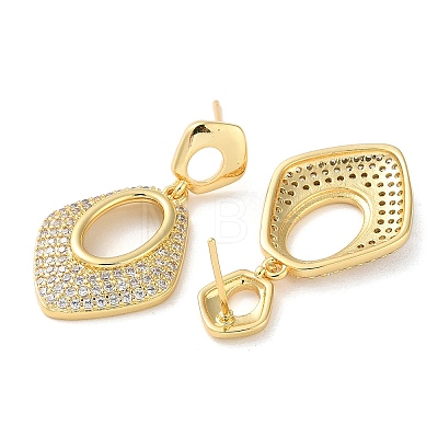 Brass Pave Cubic Zirconia Stud Earrings EJEW-M258-11G-1