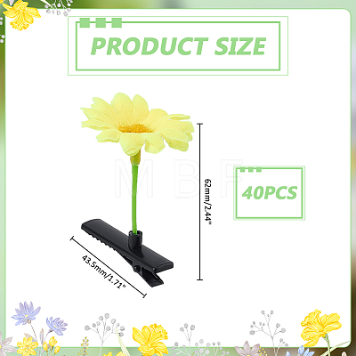 40Pcs Sunflower Resin & Iron Alligator Hair Clips PHAR-ME0001-03-1