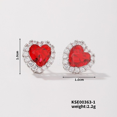 Chic Heart-shaped Stud Earrings with Delicate Diamonds UG6392-1-1