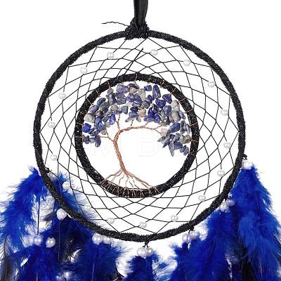 Iron Woven Web/Net with Feather Pendant Decorations AJEW-B017-15-1