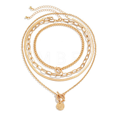 Gothic Alloy with Iron Pendant Multi Layered Chain Necklaces for Women FS-WG9D473-04-1