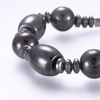 Magnetic Synthetic Hematite Beaded Bracelets BJEW-P178-07-1