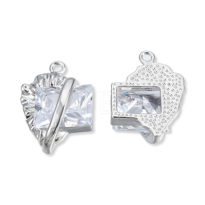 Brass Pave Clear Cubic Zirconia Pendants KK-N232-474P-1