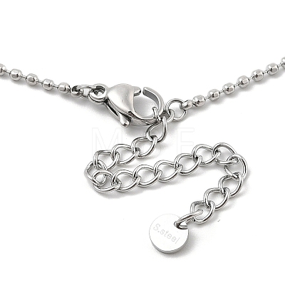 304 Stainless Steel Cubic Zirconia Teardrop & Flat Round Bib Ball Chain Necklaces for Women NJEW-F328-11P-09-1