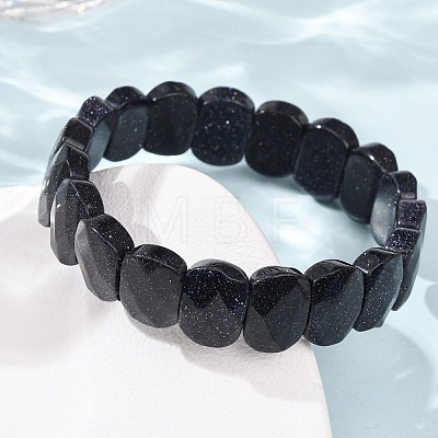 Synthetic Blue Goldstone Beaded Stretch Bracelets for Unisex G-K303-01B-1