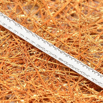 Double Edge Silver Thread Grosgrain Ribbon for Wedding Festival Decoration SRIB-L012-9mm-000-1