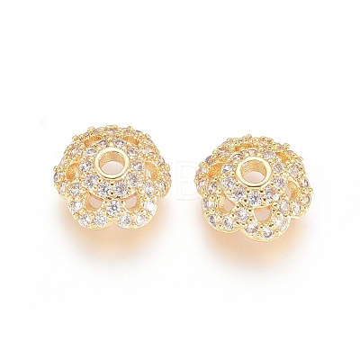 Brass Micro Pave Cubic Zirconia Bead Cap ZIRC-E163-25A-G-1