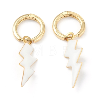 Brass Enamel Huggie Hoop Earrings EJEW-L234-060G-1