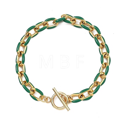 304 Stainless Steel Enamel Cable Chain Bracelets for Women BJEW-JB13595-1