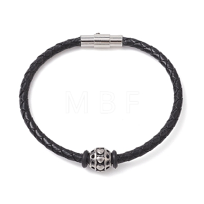 Braided Leather Cord Bracelets BJEW-JB11387-02-1