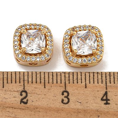 Brass Micro Pave Cubic Zirconia Beads KK-U037-01G-01-1