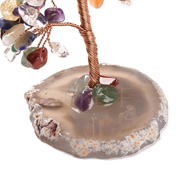 Natural Gemstone Chips & Agate Pedestal Display Decorations DJEW-A001-04G-1