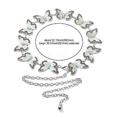 Butterfly Link Chain Waist Chains with Resin AJEW-CJC0006-02AS-1