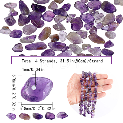 SUNNYCLUE 4 Strands Natural Amethyst Chip Beads Strands G-SC0002-67-1