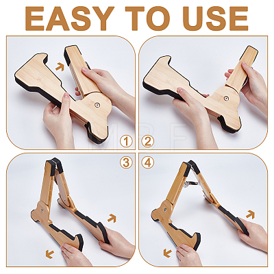 Bamboo Folding Guitar Holders AJEW-WH0481-415-1