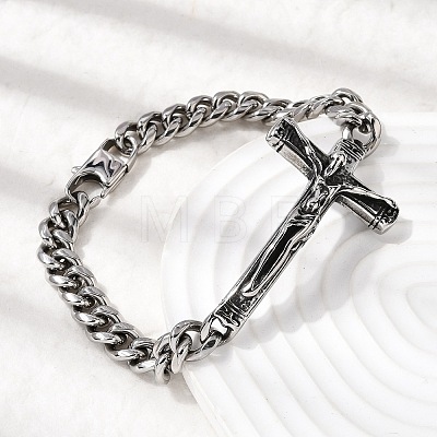 304 Stainless Steel Cuban Link Chains Bracelets BJEW-A092-05P-1