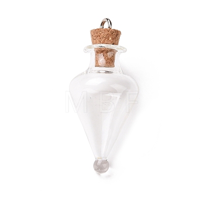 Teardrop Glass Cork Bottle Pendants AJEW-A041-01D-1