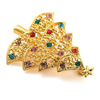 Christmas Theme Alloy Colorful Rhinestone Brooches JEWB-S022-02C-G-1