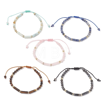 Natural Gemstone Beads Braided Bead Bracelets for Women BJEW-JB13221-1
