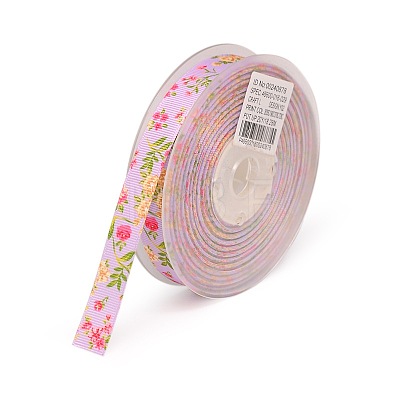 Floral Single-sided Printed Polyester Grosgrain Ribbons SRIB-A011-16mm-240878-1