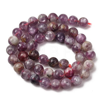 Natural Lepidolite/Purple Mica Stone Beads Strands G-B133-A01-8MM-1