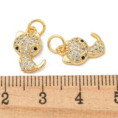 Rack Plating Brass Micro Pave Clear Cubic Zirconia Pendants KK-B093-02C-G-1