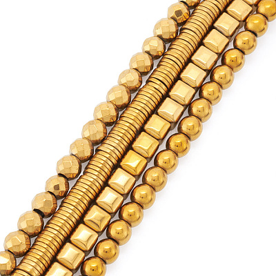 4 Strands 4 Styles Electroplated Non-magnetic Synthetic Hematite Beads Strands G-CW0001-12G-1