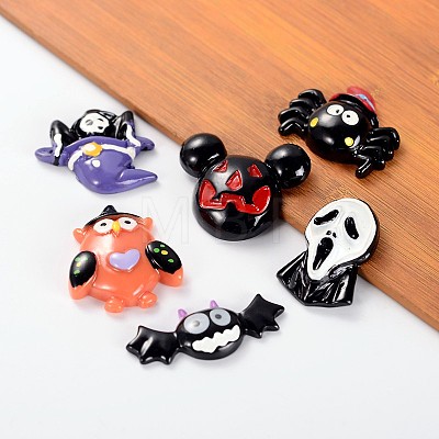 Mixed Halloween Theme Resin Cabochons CRES-MSMC003-01-1