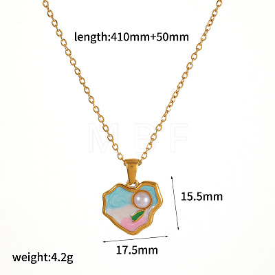 304 Stainless Steel Enamel Flower Pendant Necklaces WG5B215-04-1